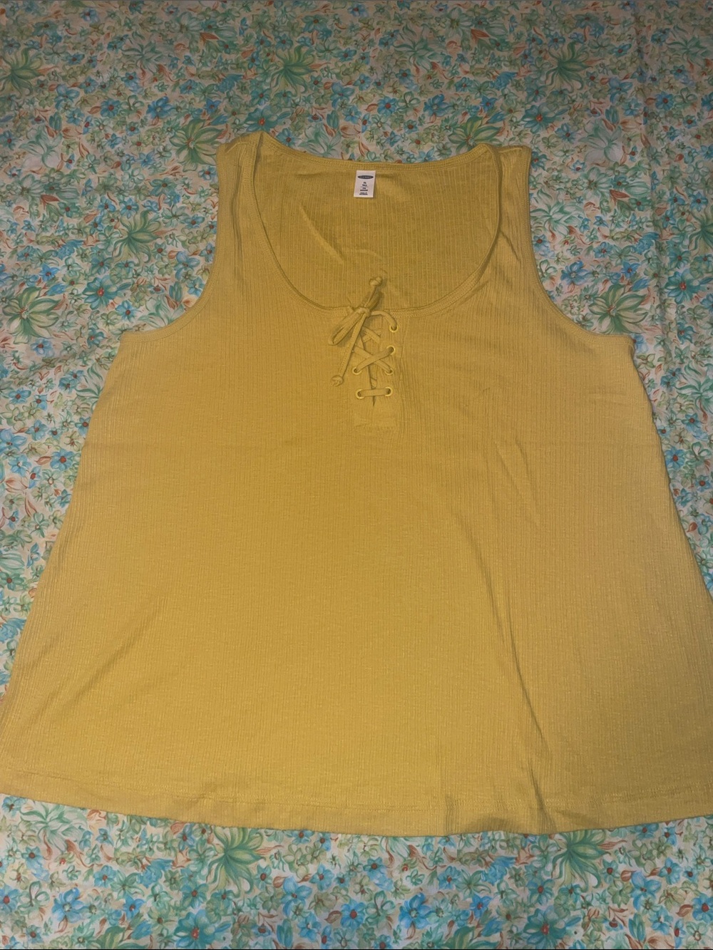 Blue & yellow old navy ribbed tank tops (XL)tall - Picture 7 of 8